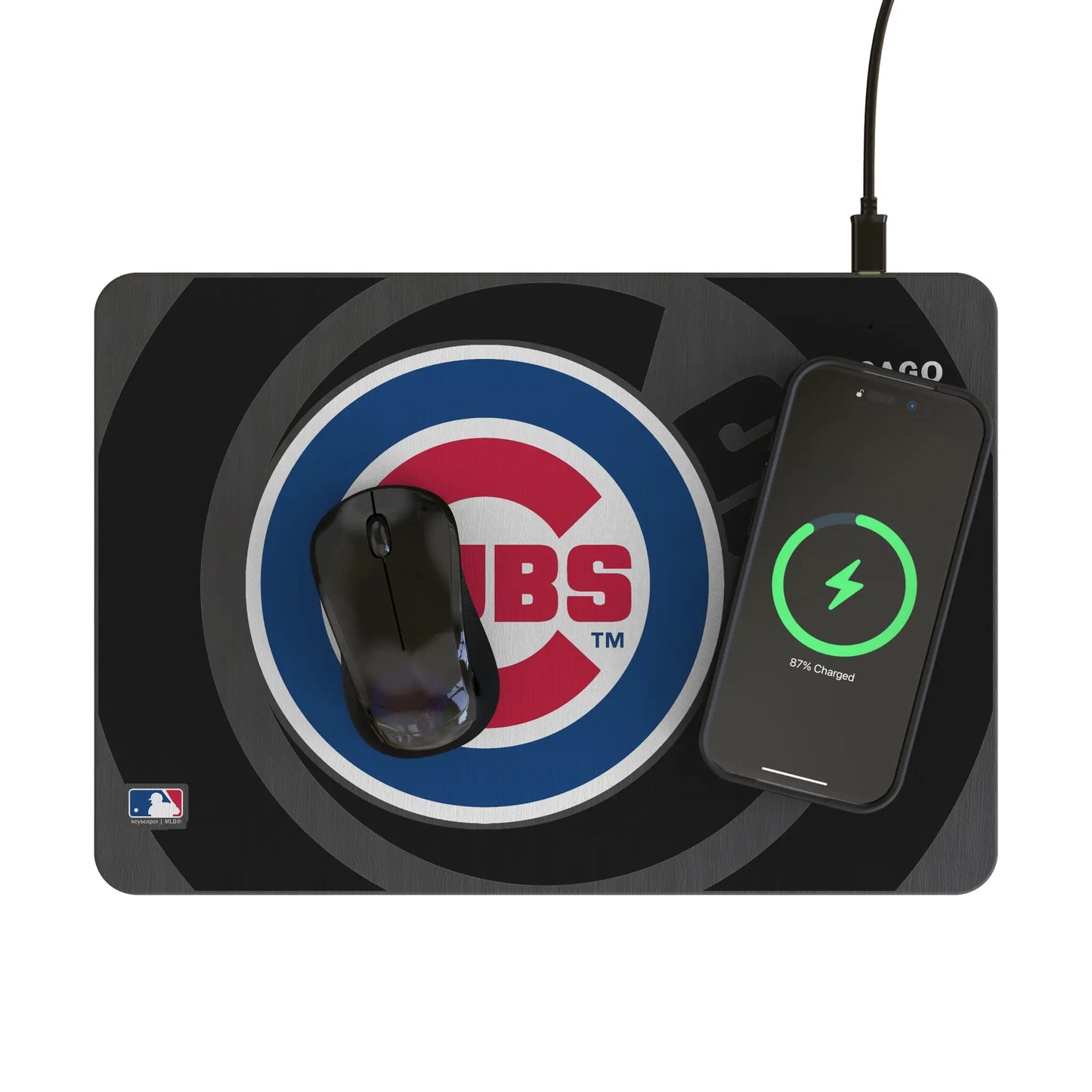 Chicago Cubs Monocolor Tilt 15-Watt Wireless Charger and Mouse Pad