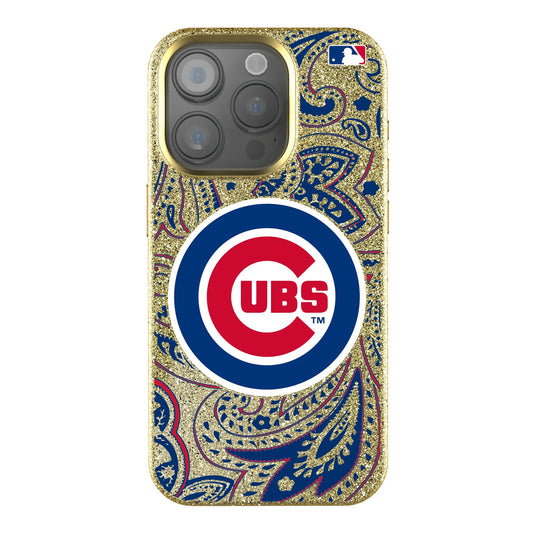 Chicago Cubs Paisley Bling Phone Case for Apple iPhone