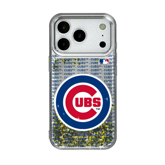 Chicago Cubs Text Backdrop Glitter Phone Case for Apple iPhone