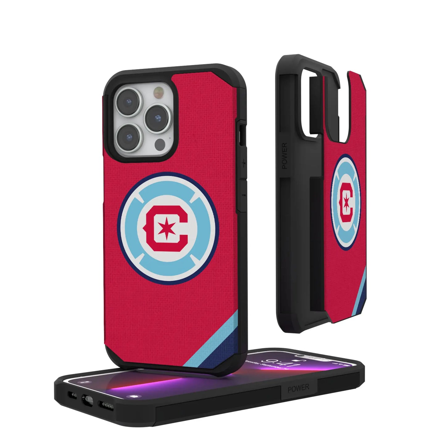 Chicago Fire Diagonal Stripe Rugged Phone Case for Apple iPhone