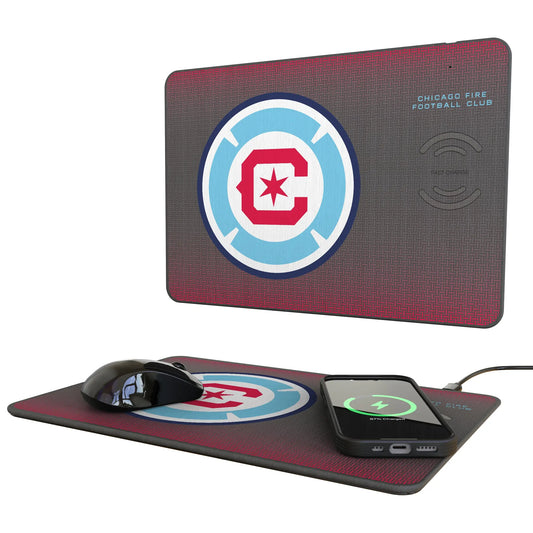 Chicago Fire Linen 15-Watt Wireless Charger and Mouse Pad