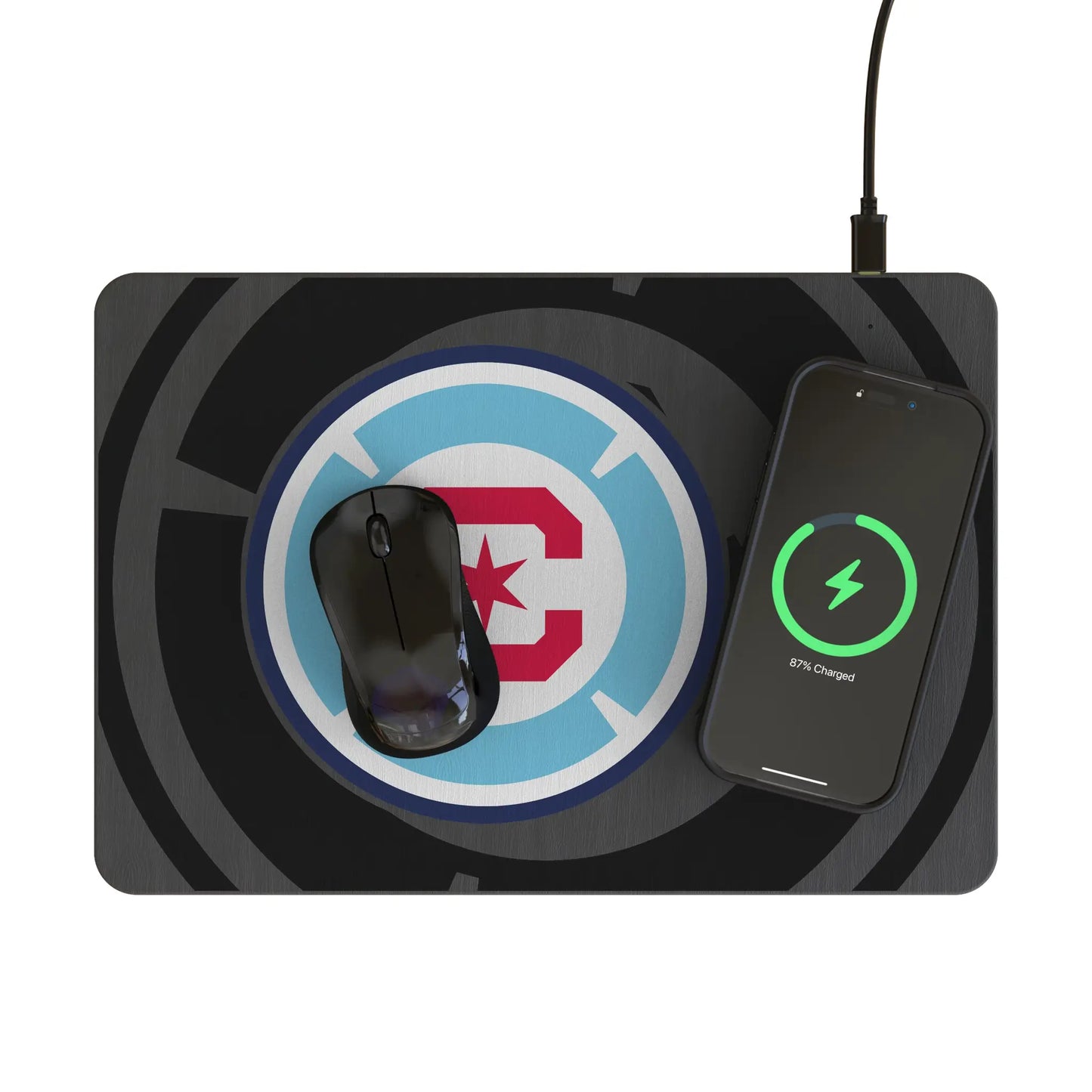 Chicago Fire Monocolor Tilt 15-Watt Wireless Charger and Mouse Pad