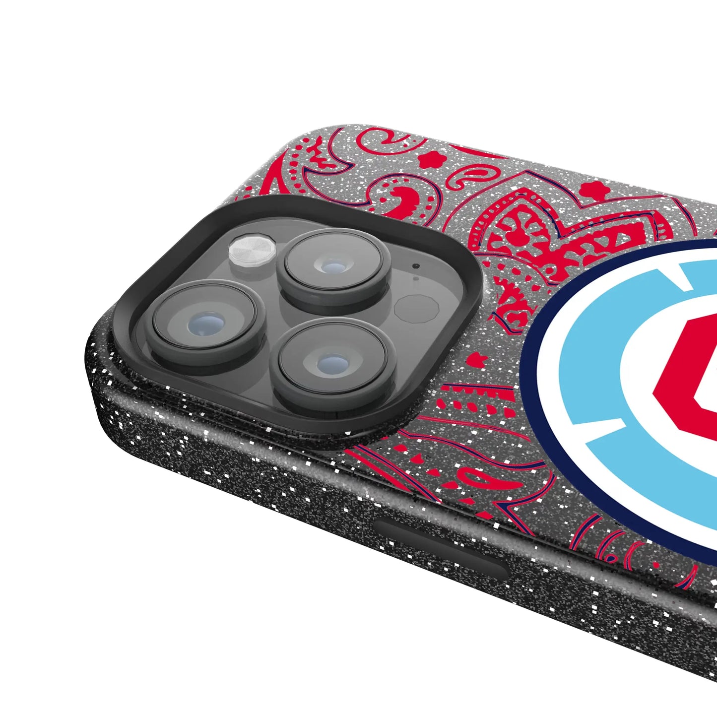 Chicago Fire Paisley Black Bling Phone Case for Apple iPhone