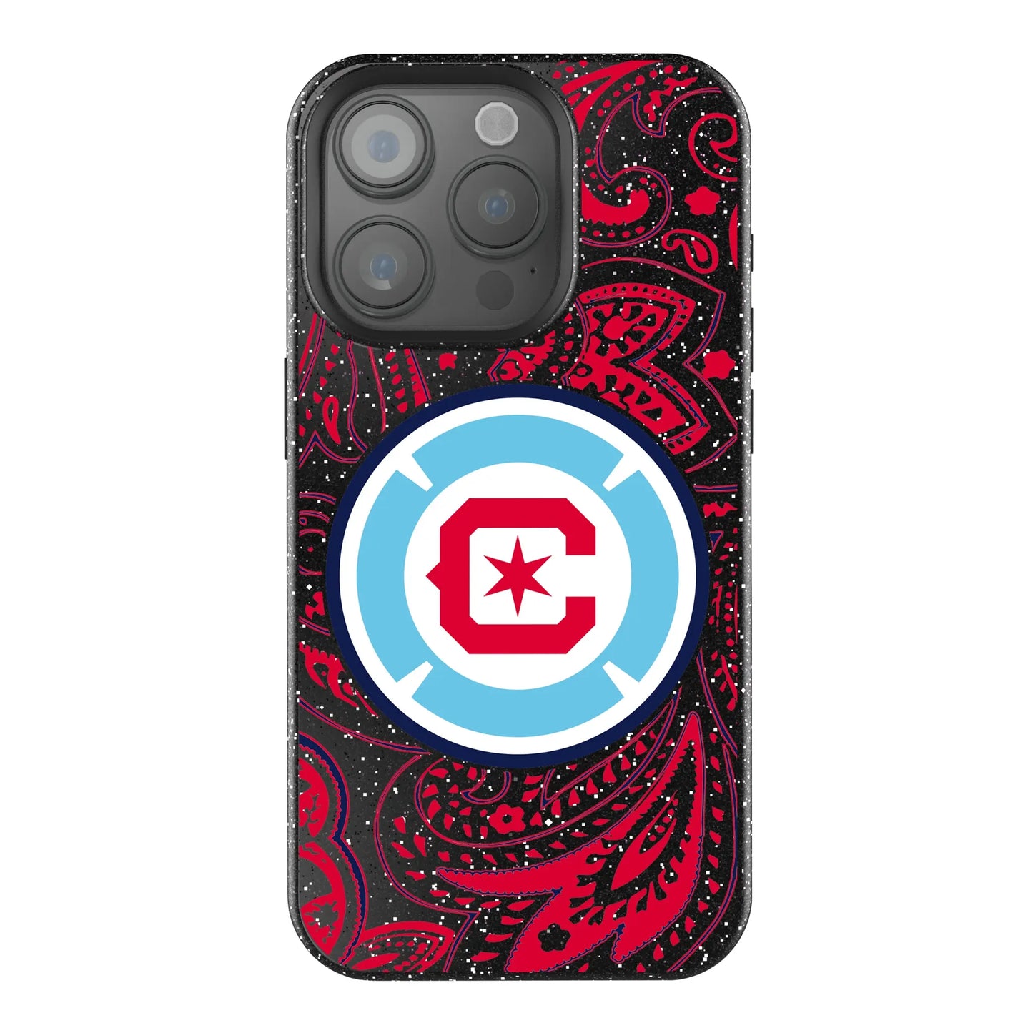 Chicago Fire Paisley Black Bling Phone Case for Apple iPhone