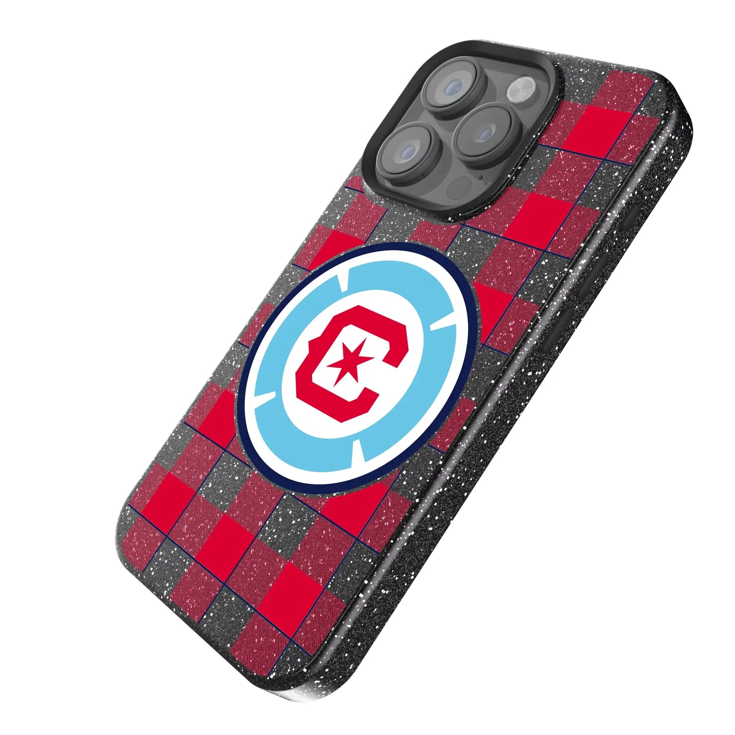 Chicago Fire Plaid Black Bling Phone Case for Apple iPhone