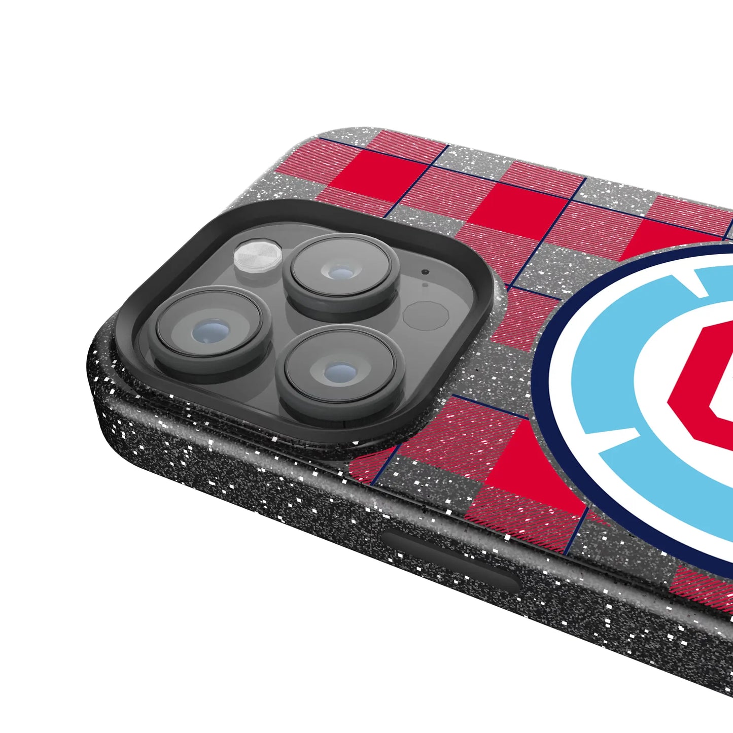 Chicago Fire Plaid Black Bling Phone Case for Apple iPhone