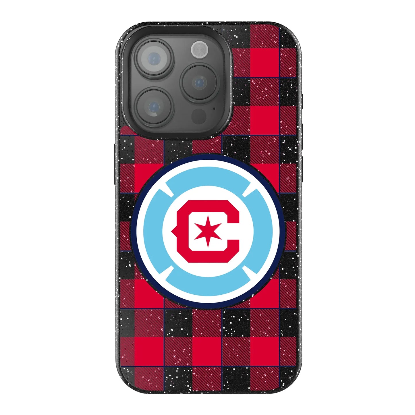 Chicago Fire Plaid Black Bling Phone Case for Apple iPhone