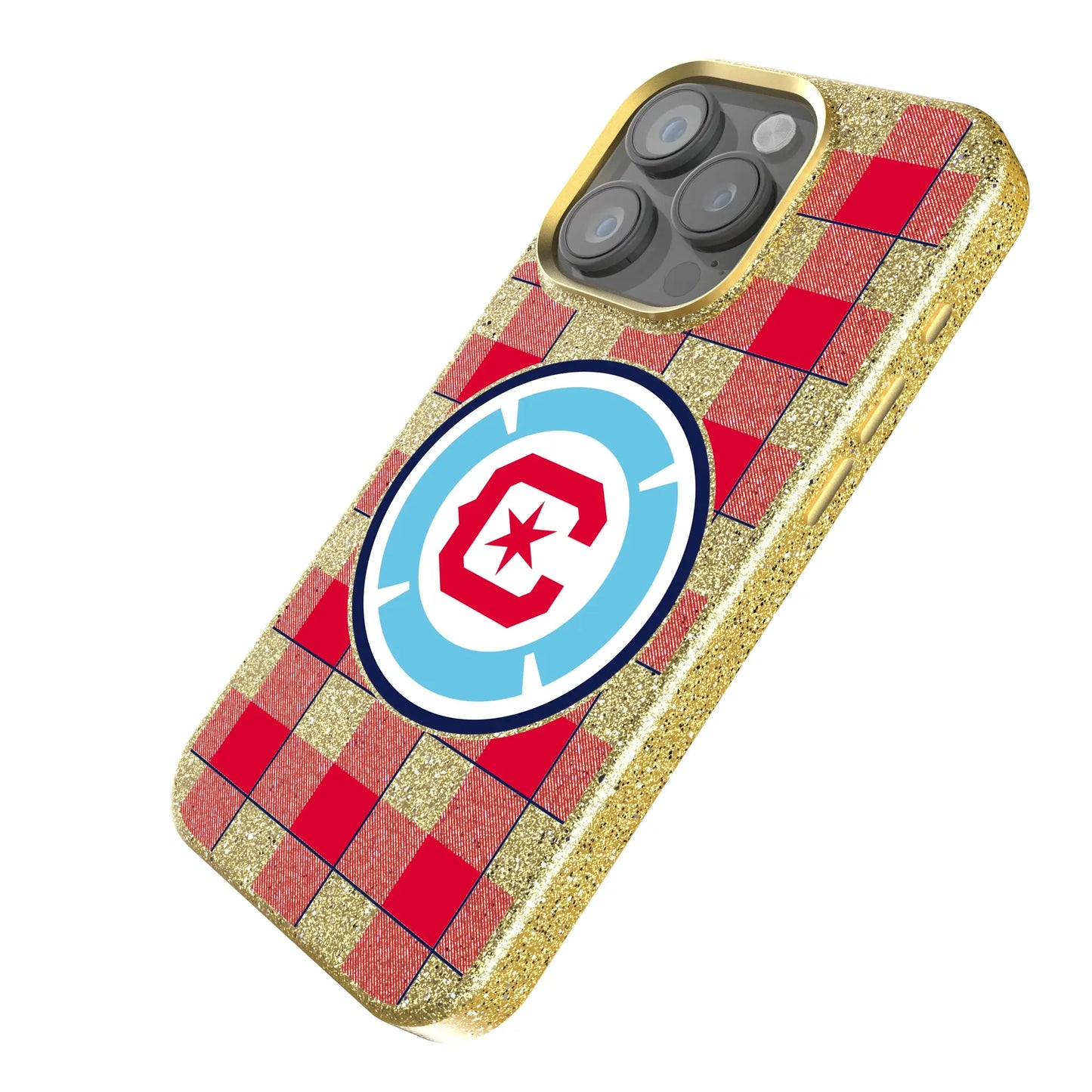 Chicago Fire Plaid Bling Phone Case for Apple iPhone