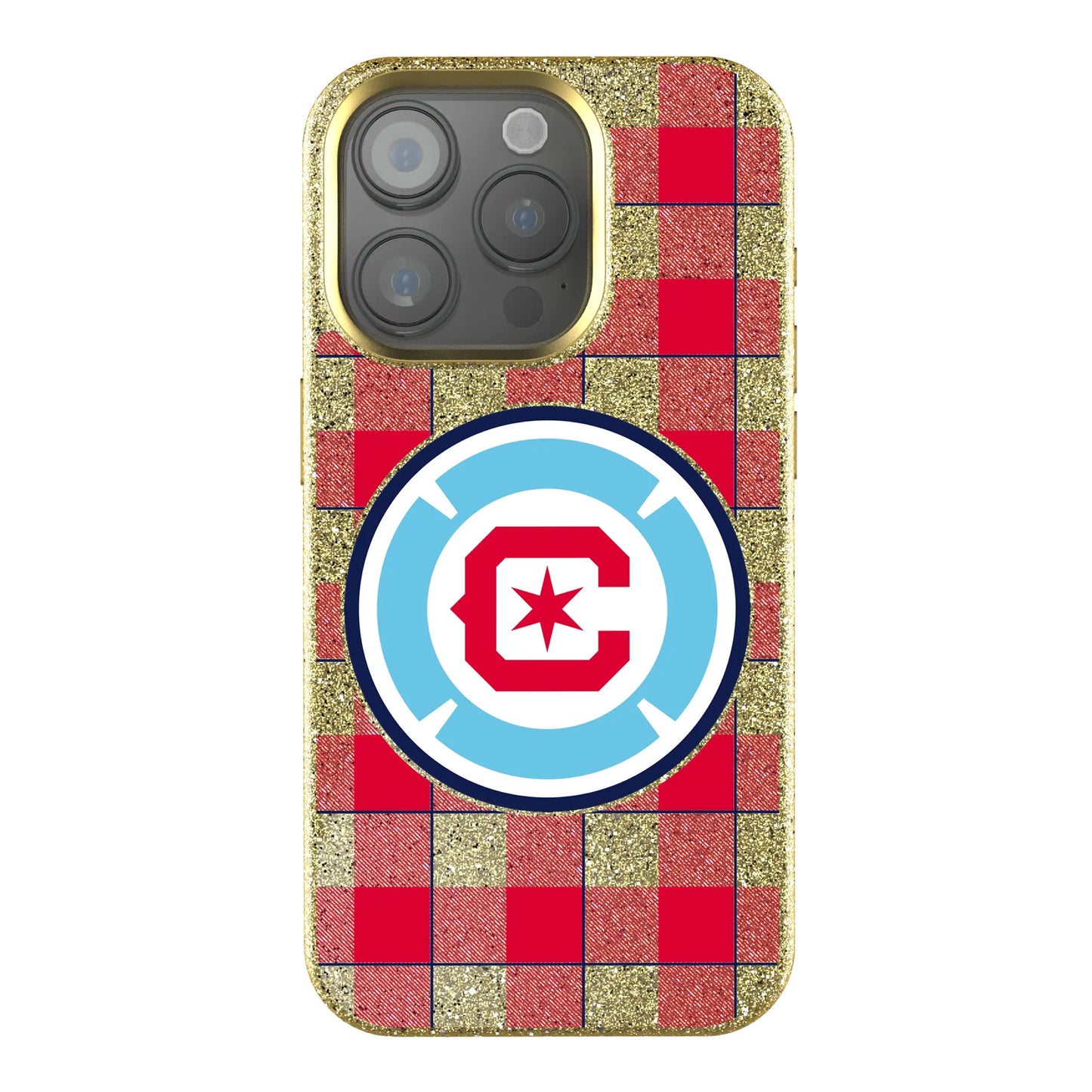 Chicago Fire Plaid Bling Phone Case for Apple iPhone