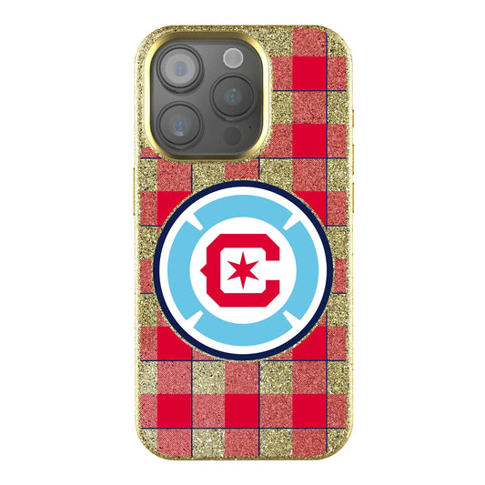 Chicago Fire Plaid Bling Phone Case for Apple iPhone