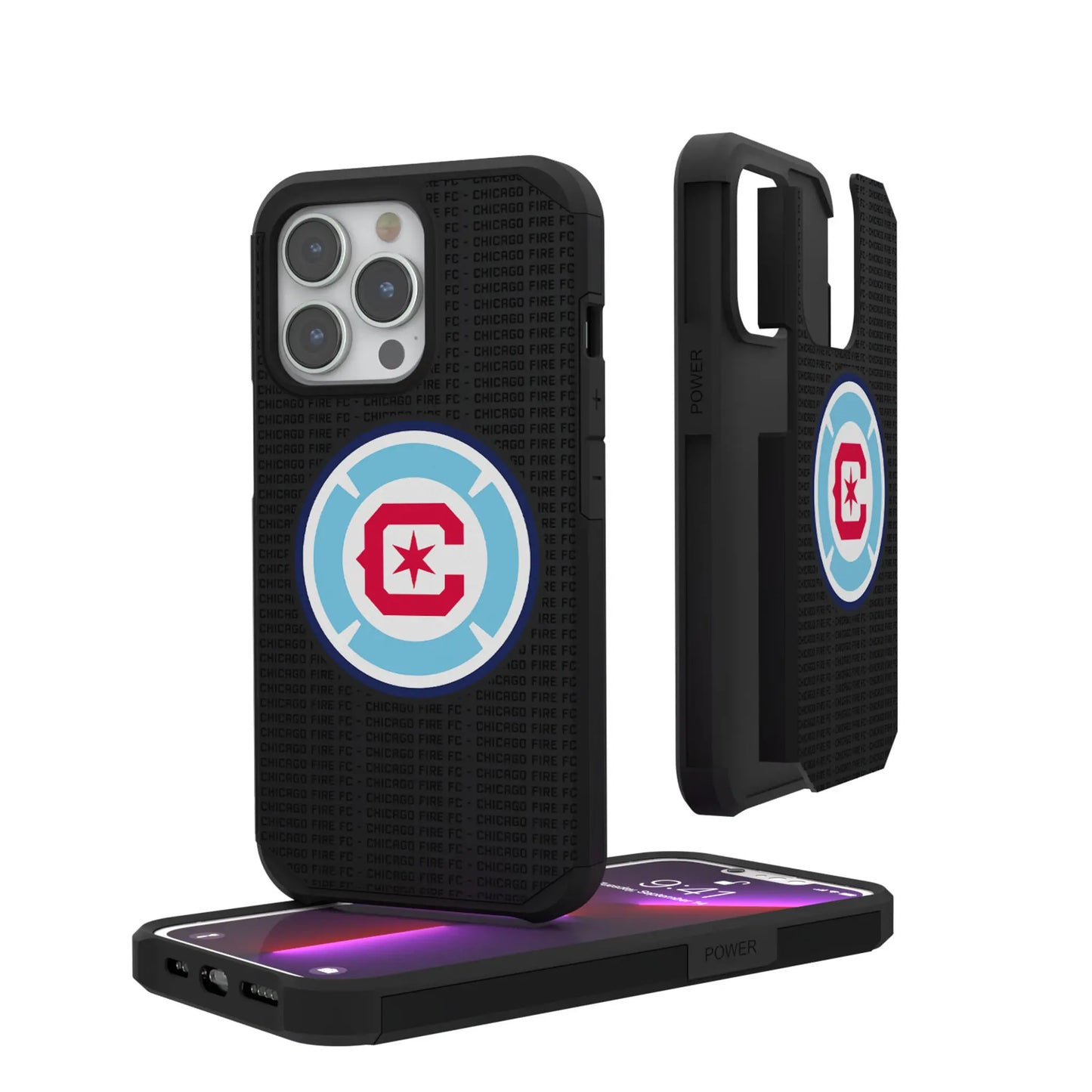 Chicago Fire Text Backdrop Rugged Phone Case for Apple iPhone
