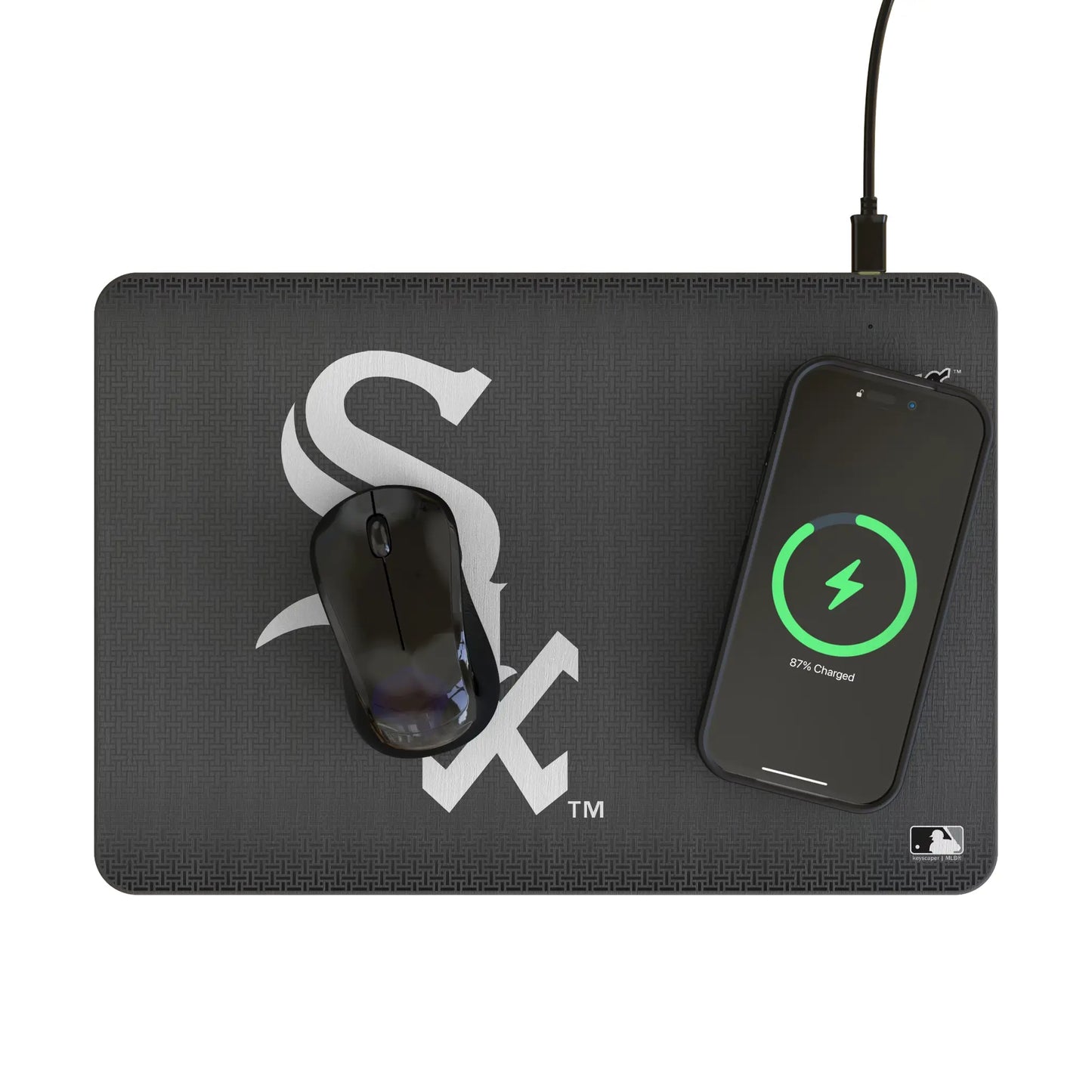 Chicago White Sox Linen 15-Watt Wireless Charger and Mouse Pad