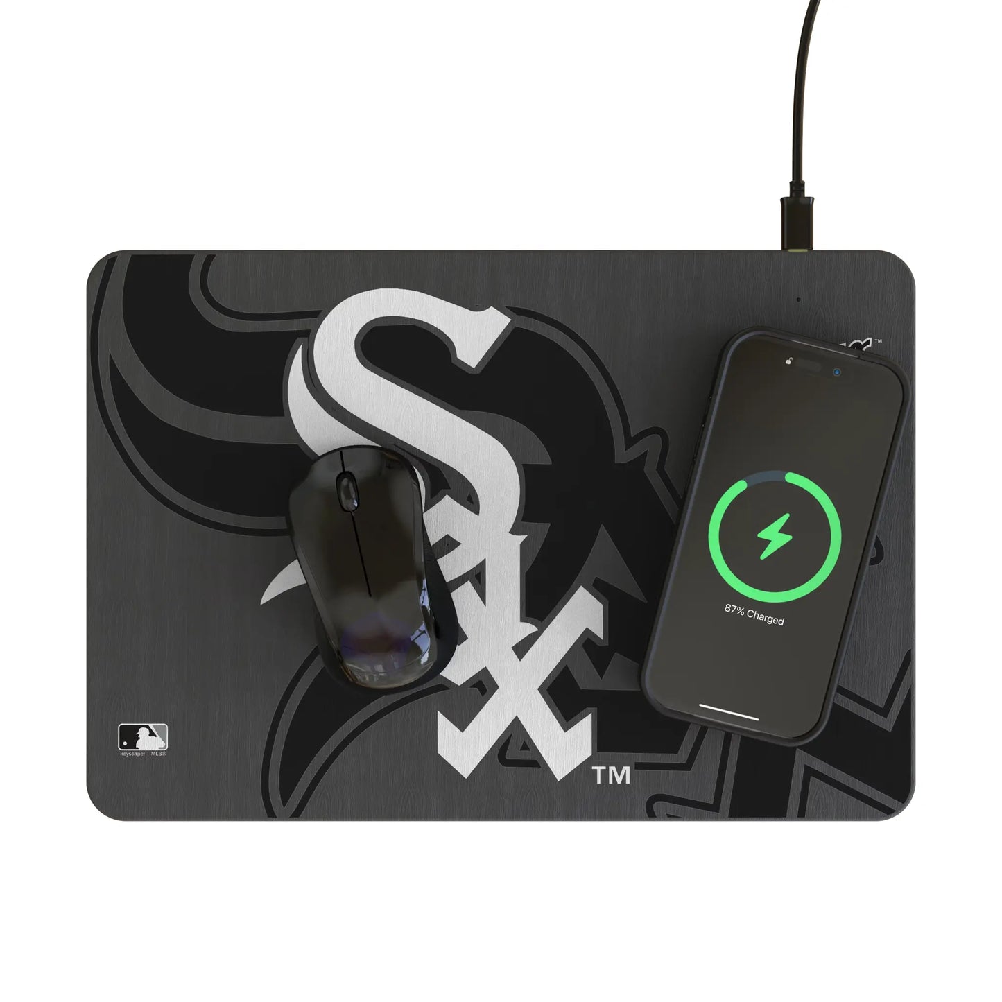 Chicago White Sox Monocolor Tilt 15-Watt Wireless Charger and Mouse Pad