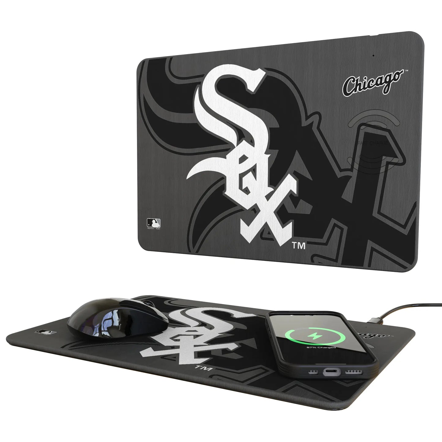 Chicago White Sox Monocolor Tilt 15-Watt Wireless Charger and Mouse Pad