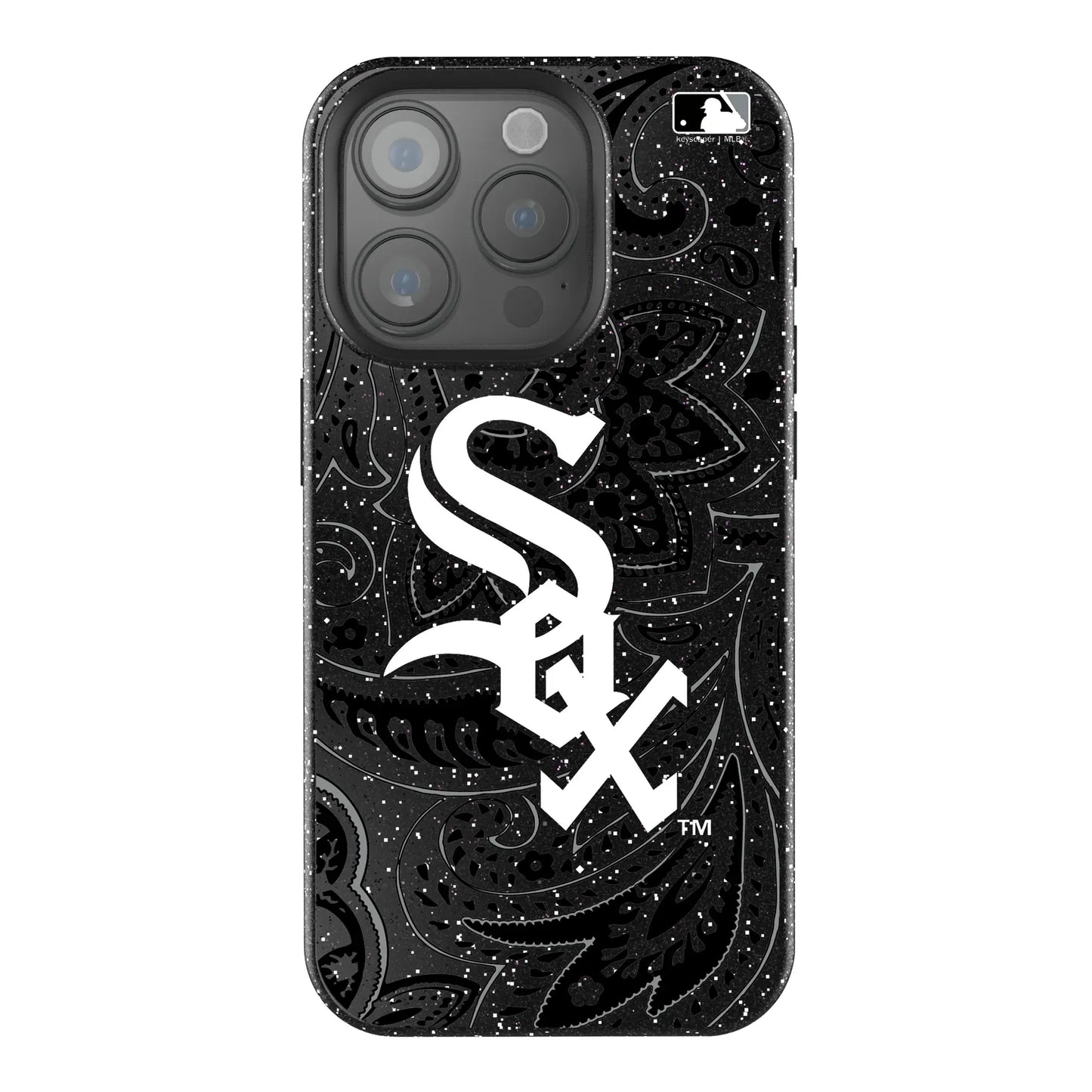 Chicago White Sox Paisley Black Bling Phone Case for Apple iPhone