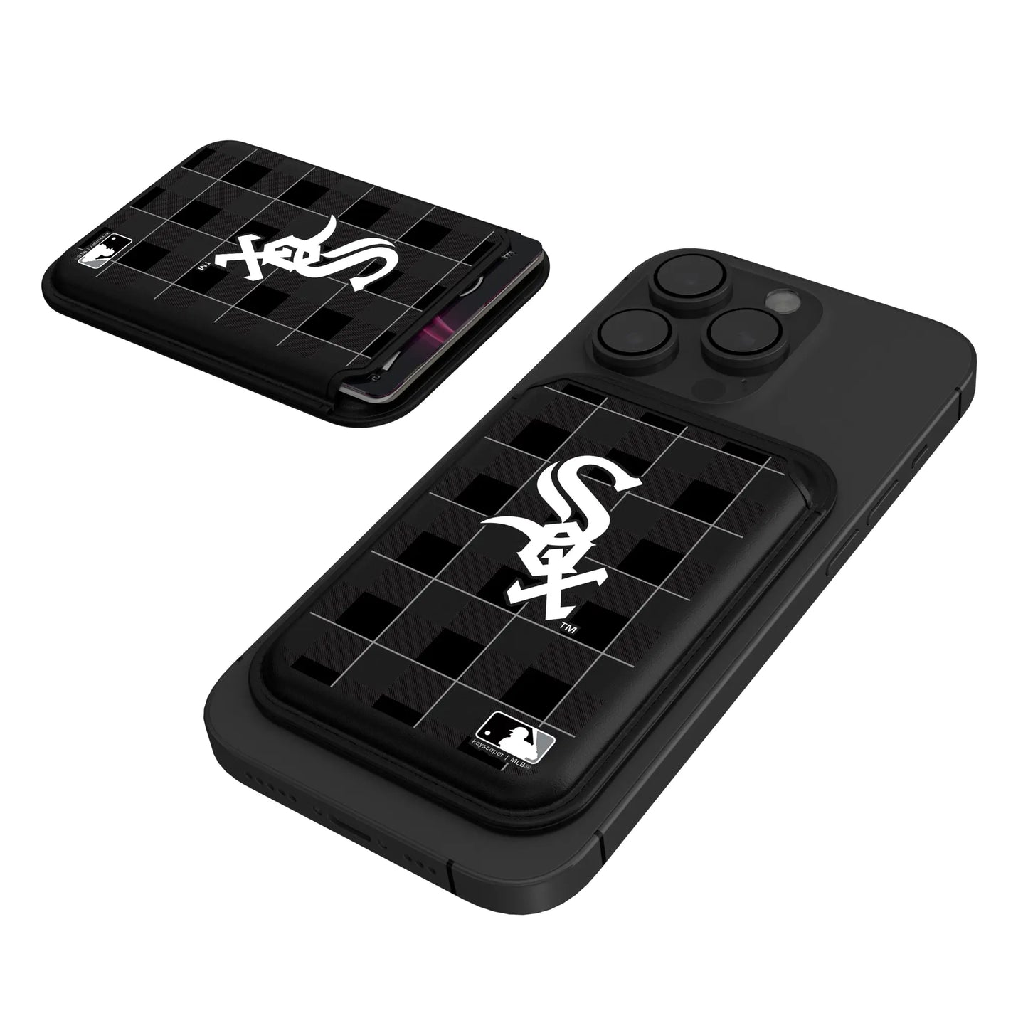 Chicago White Sox Plaid Black Magnetic Credit Card Wallet