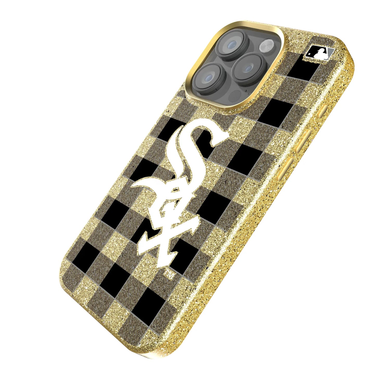 Chicago White Sox Plaid Bling Phone Case for Apple iPhone