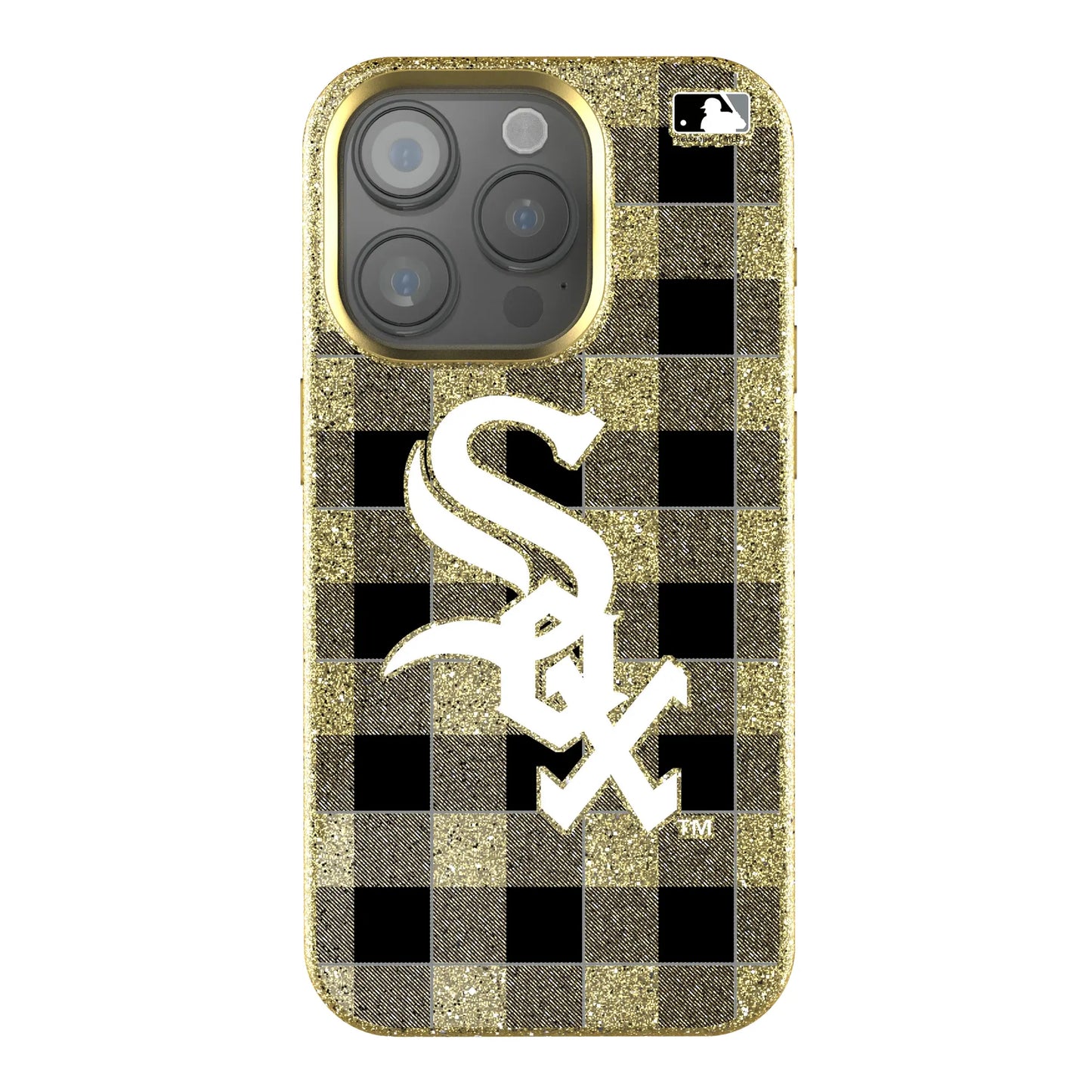 Chicago White Sox Plaid Bling Phone Case for Apple iPhone