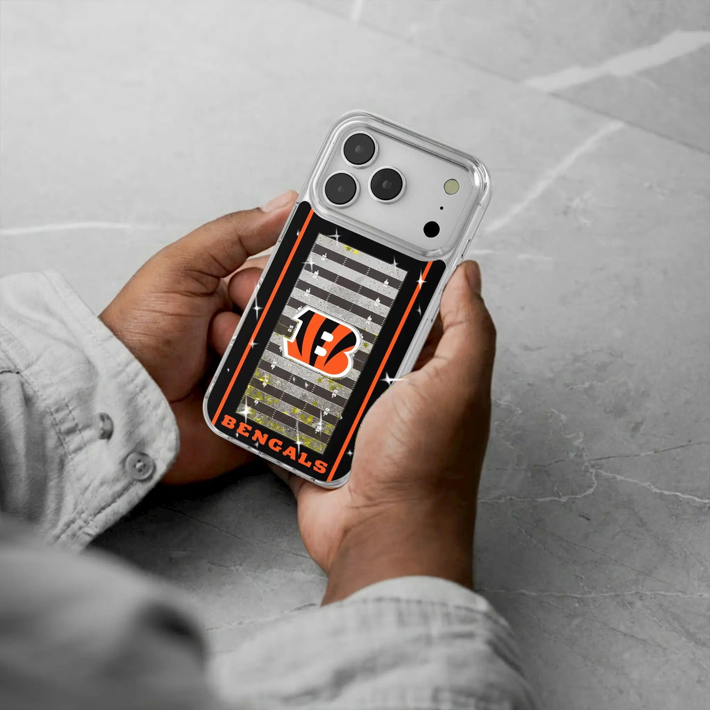 Cincinnati Bengals Field Glitter Phone Case for Apple iPhone