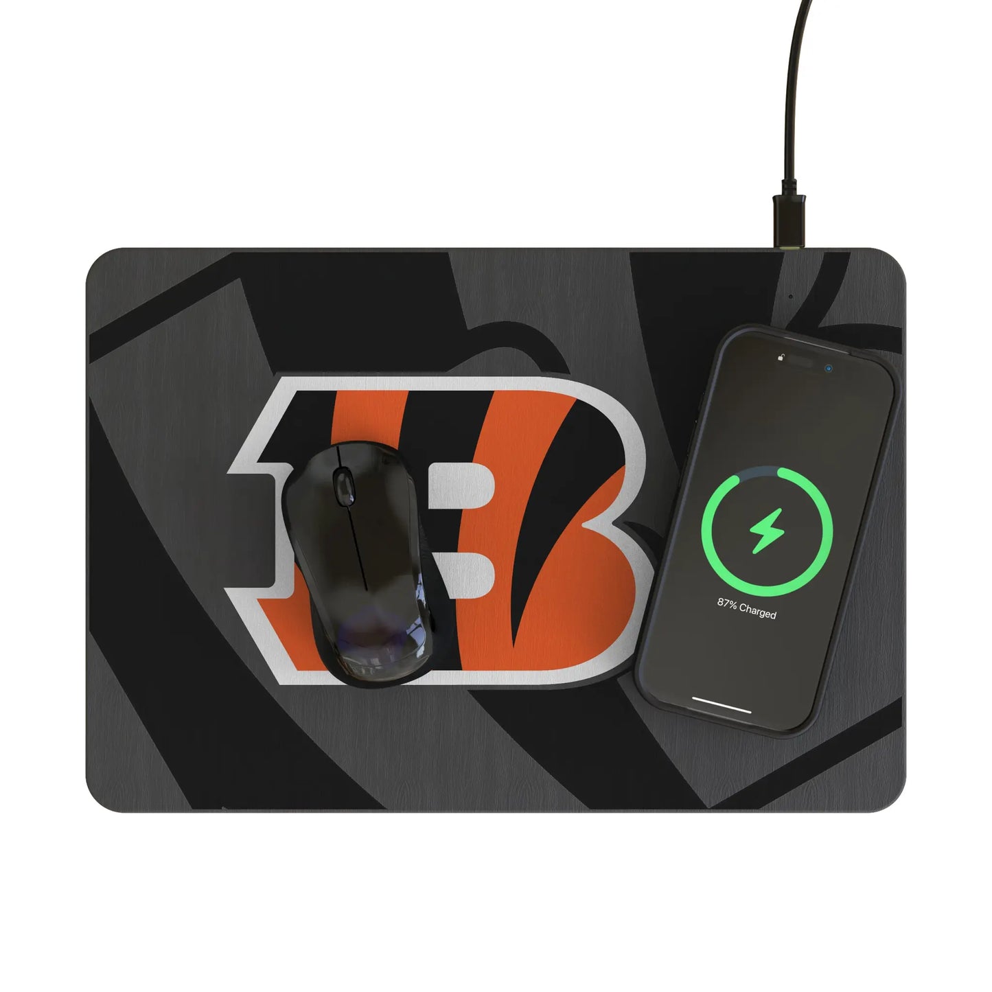 Cincinnati Bengals Monocolor Tilt 15-Watt Wireless Charger and Mouse Pad