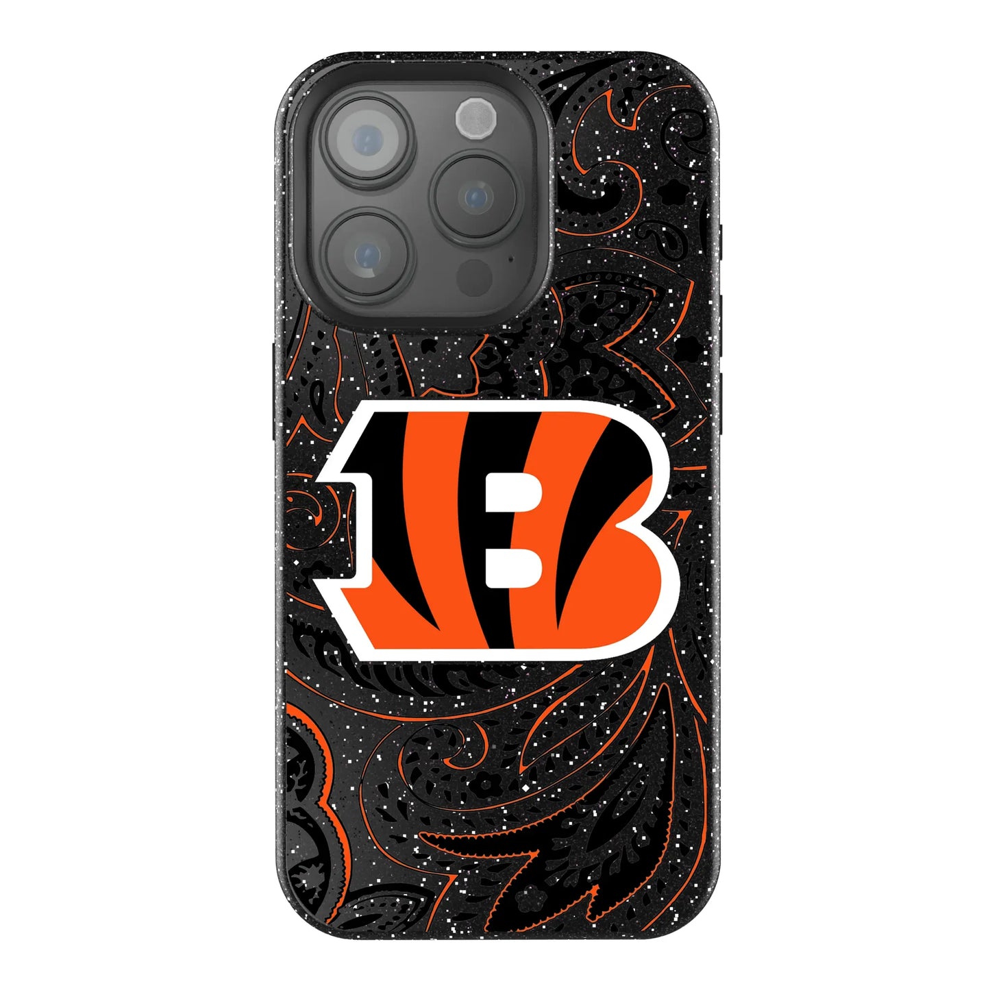 Cincinnati Bengals Paisley Black Bling Phone Case for Apple iPhone