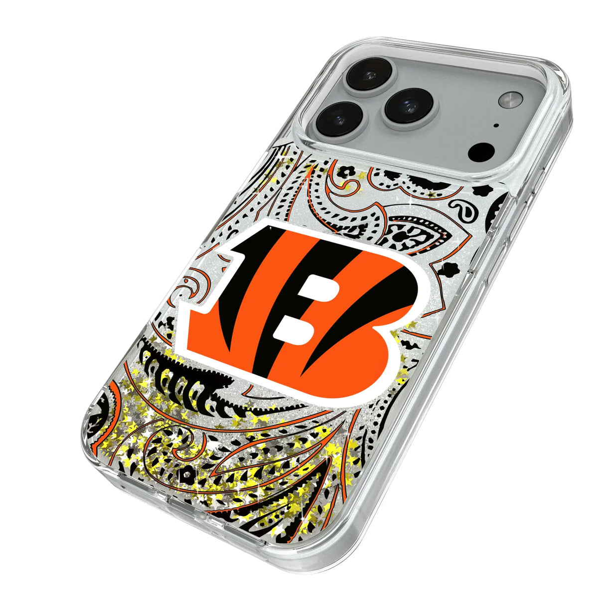 Cincinnati Bengals Paisley Glitter Phone Case for Apple iPhone