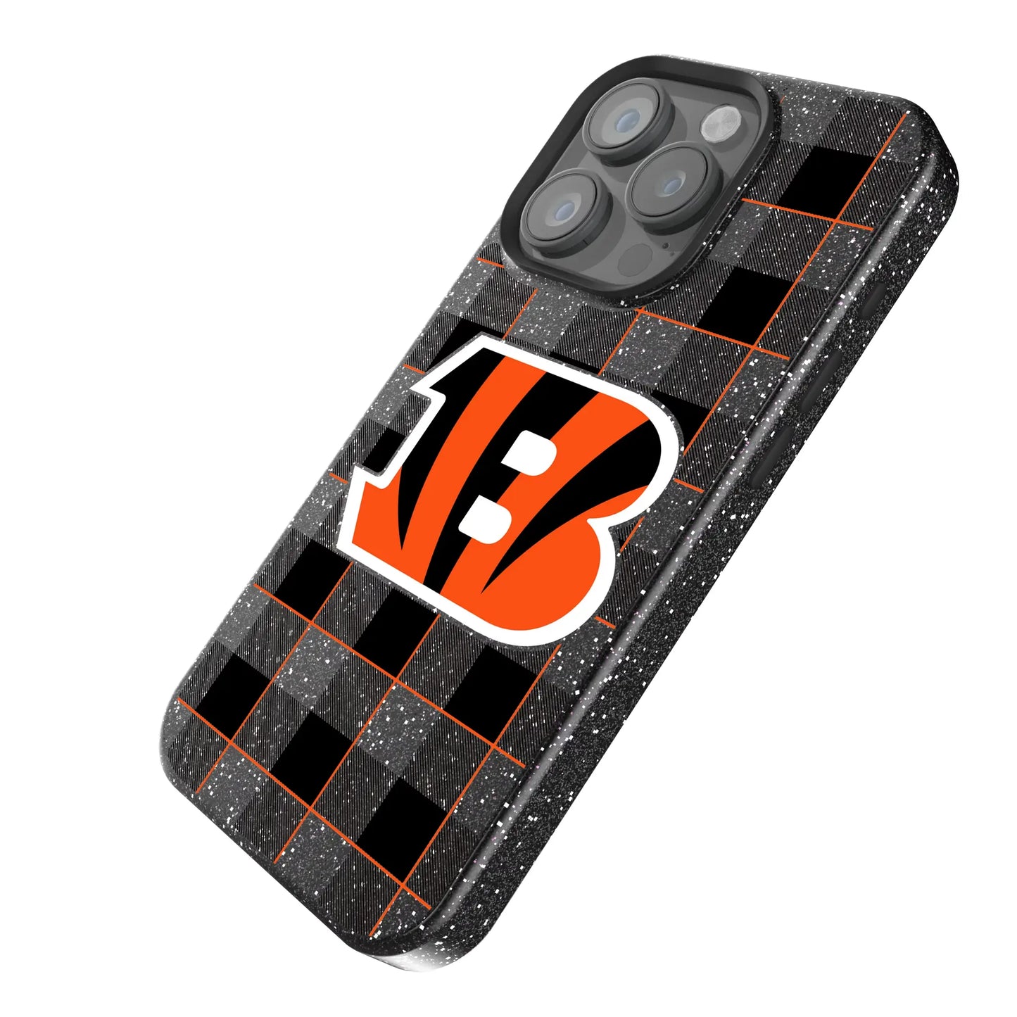 Cincinnati Bengals Plaid Black Bling Phone Case for Apple iPhone