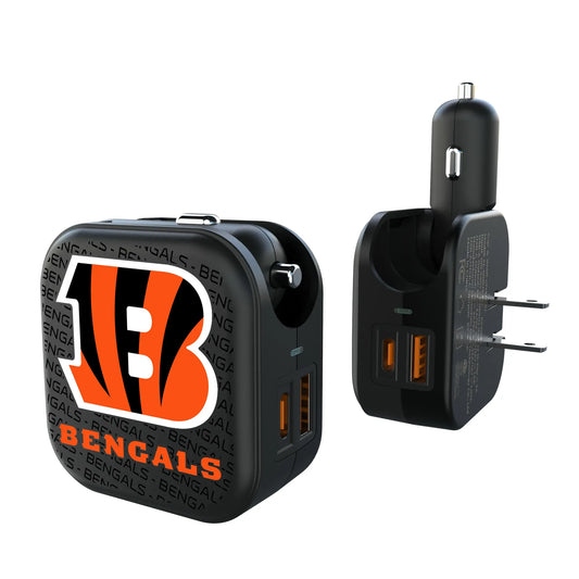 Cincinnati Bengals Text Backdrop 2 in 1 USB A/C Charger