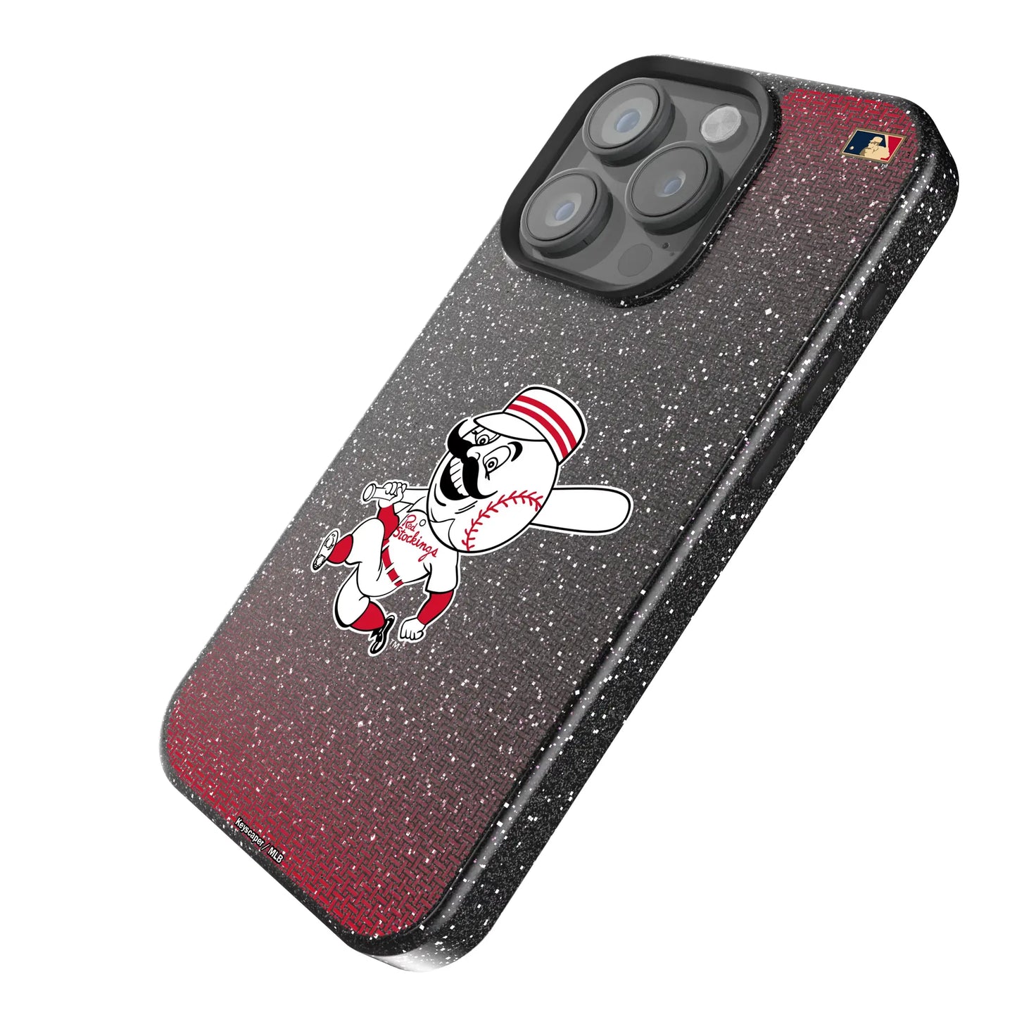 Cincinnati Reds 1953-1967 - Cooperstown Collection Linen Black Bling Phone Case for Apple iPhone