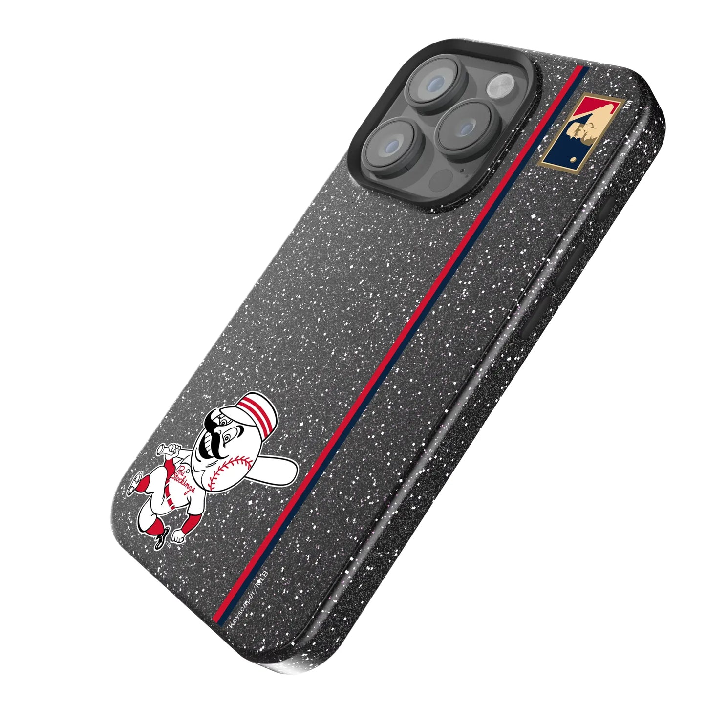 Cincinnati Reds 1953-1967 - Cooperstown Collection Sidebar Black Bling Phone Case for Apple iPhone