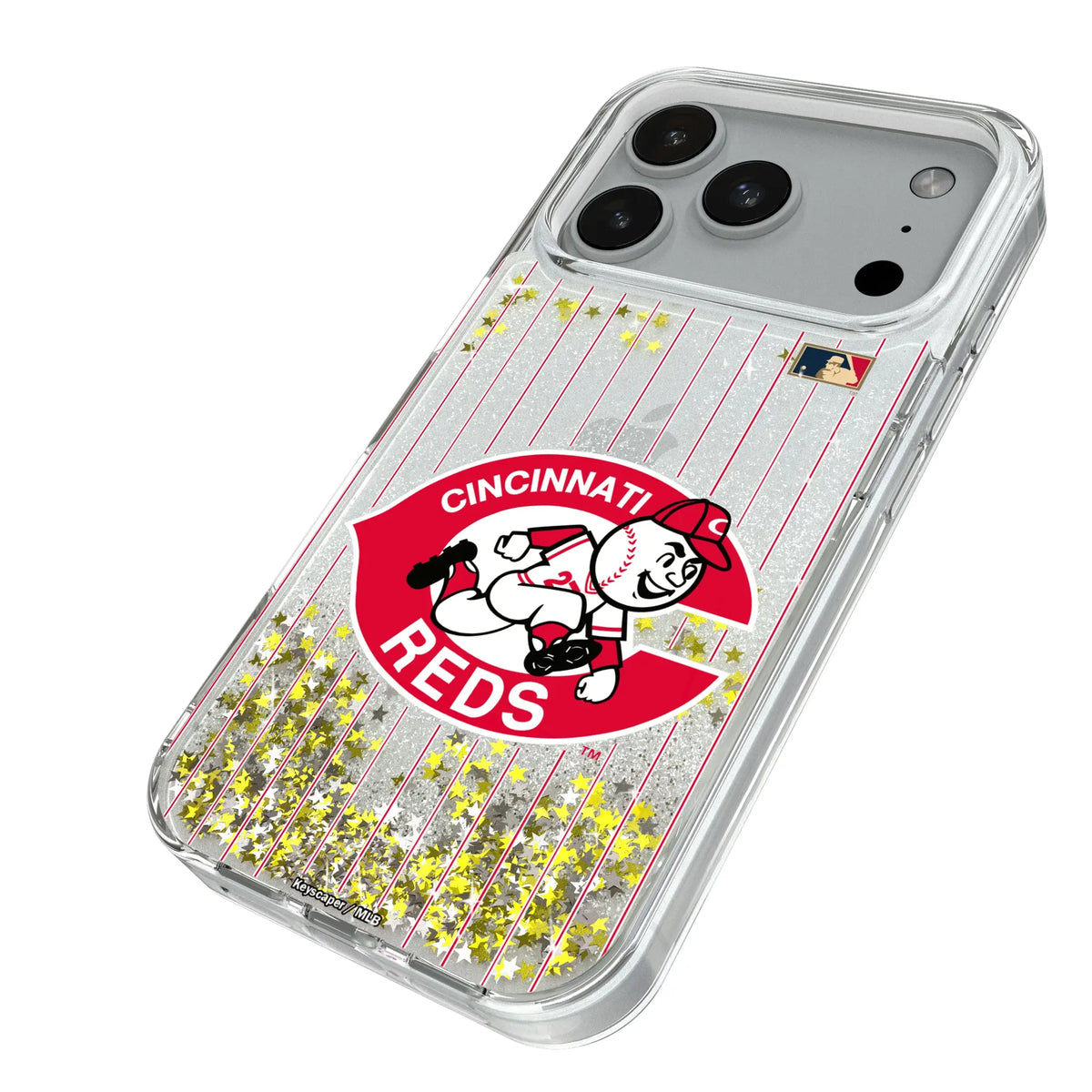 Cincinnati Reds 1974-1992 - Cooperstown Collection Pinstripe Glitter Phone Case for Apple iPhone