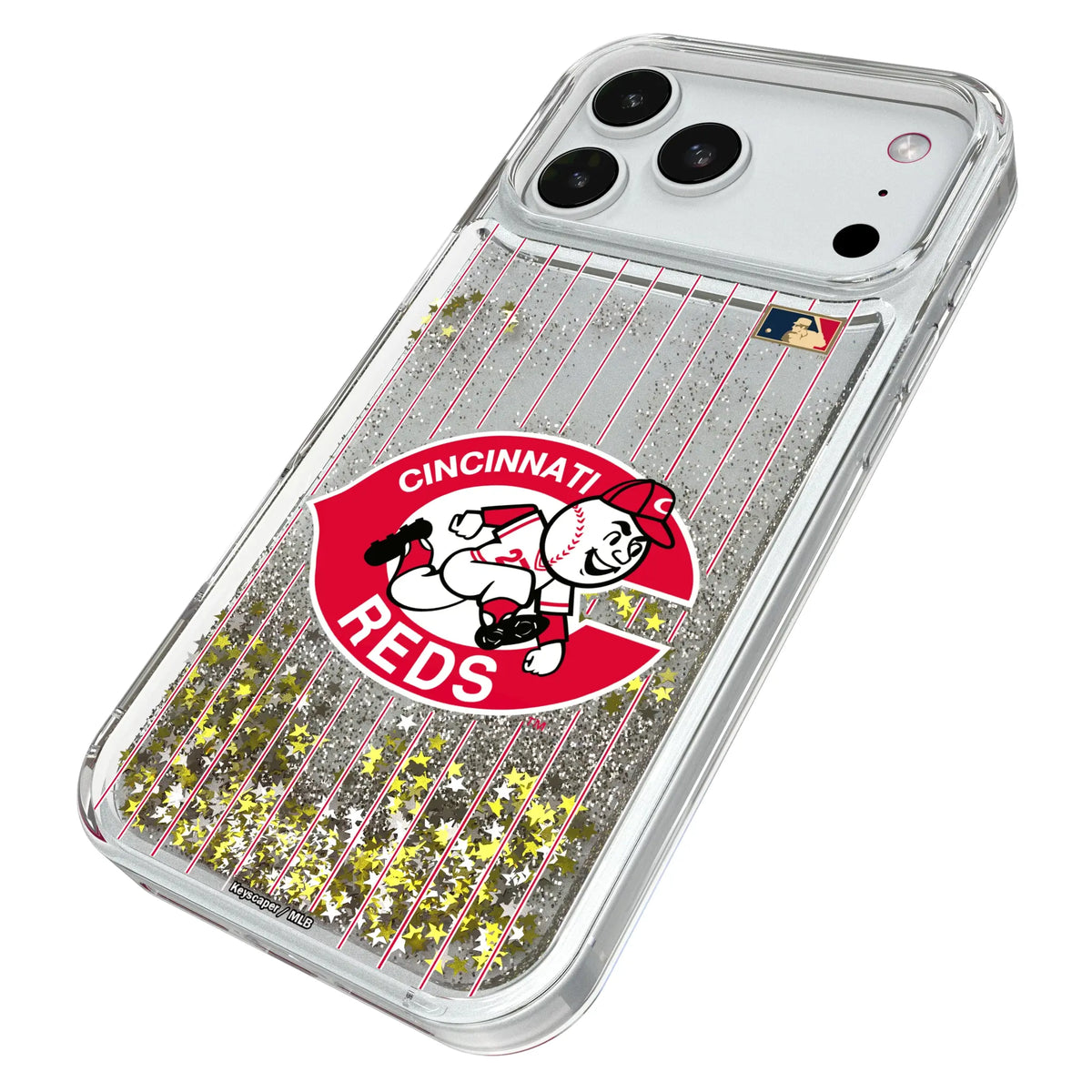 Cincinnati Reds 1974-1992 - Cooperstown Collection Pinstripe Glitter Phone Case for Apple iPhone