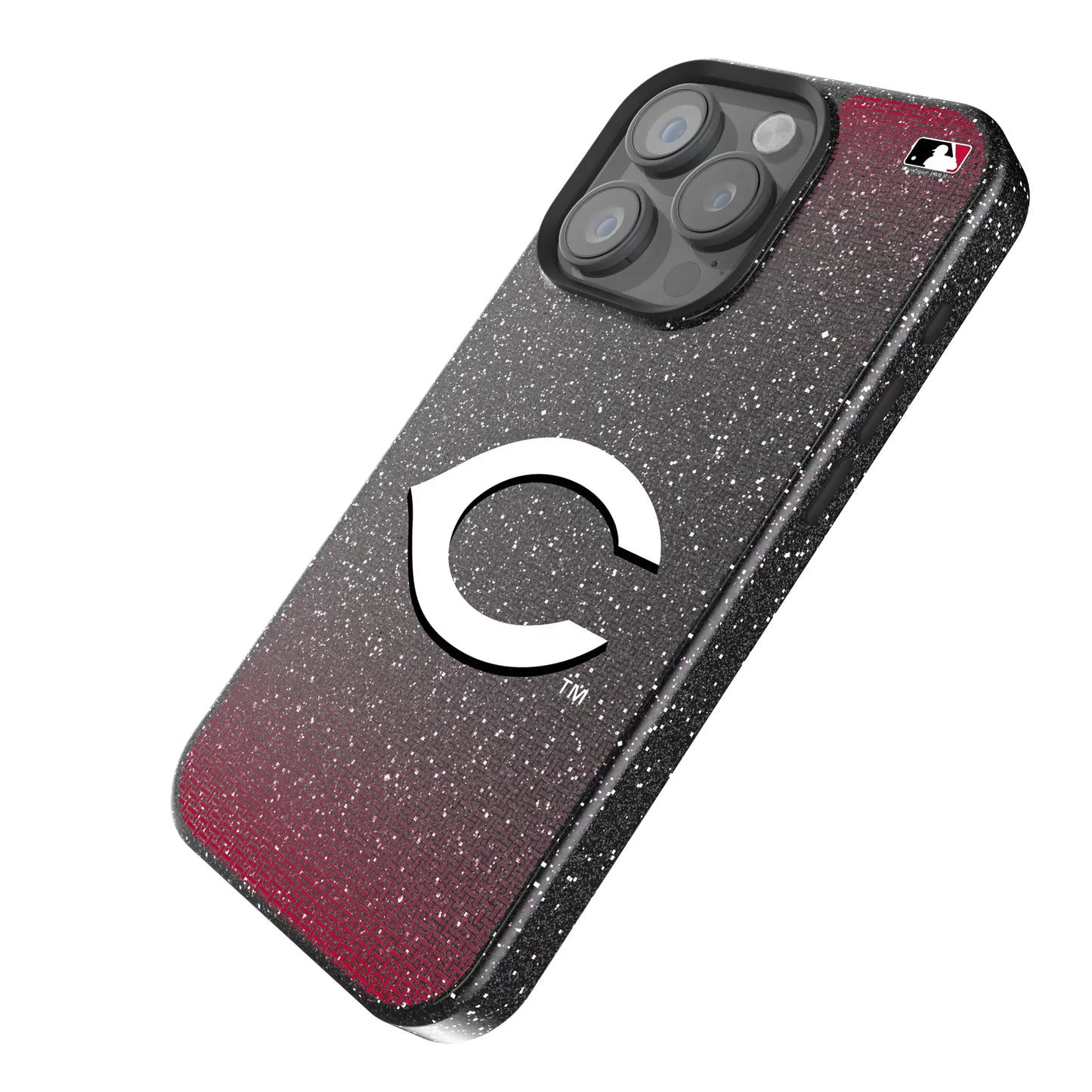 Cincinnati Reds Linen Black Bling Phone Case for Apple iPhone