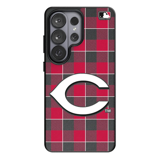 Cincinnati Reds Plaid MagSafe Compatible Phone Case for Samsung Galaxy
