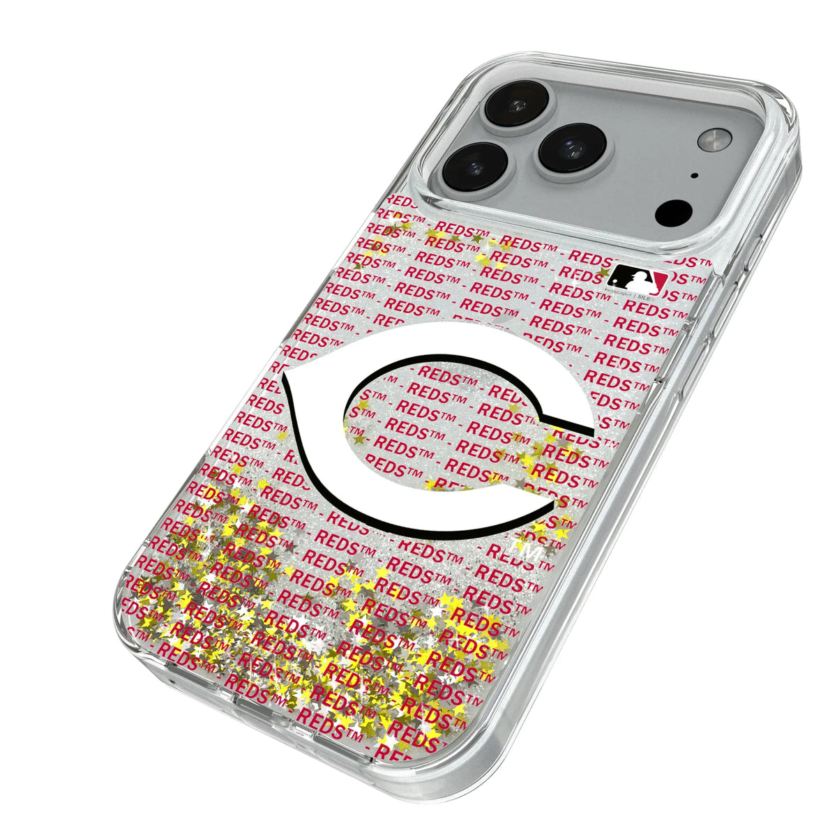 Cincinnati Reds Text Backdrop Glitter Phone Case for Apple iPhone