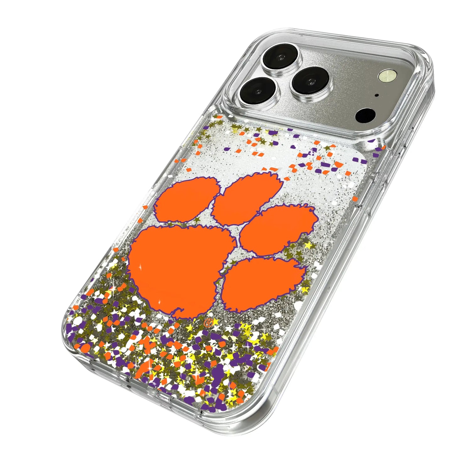 Clemson University Tigers Confetti Glitter Phone Case for Apple iPhone