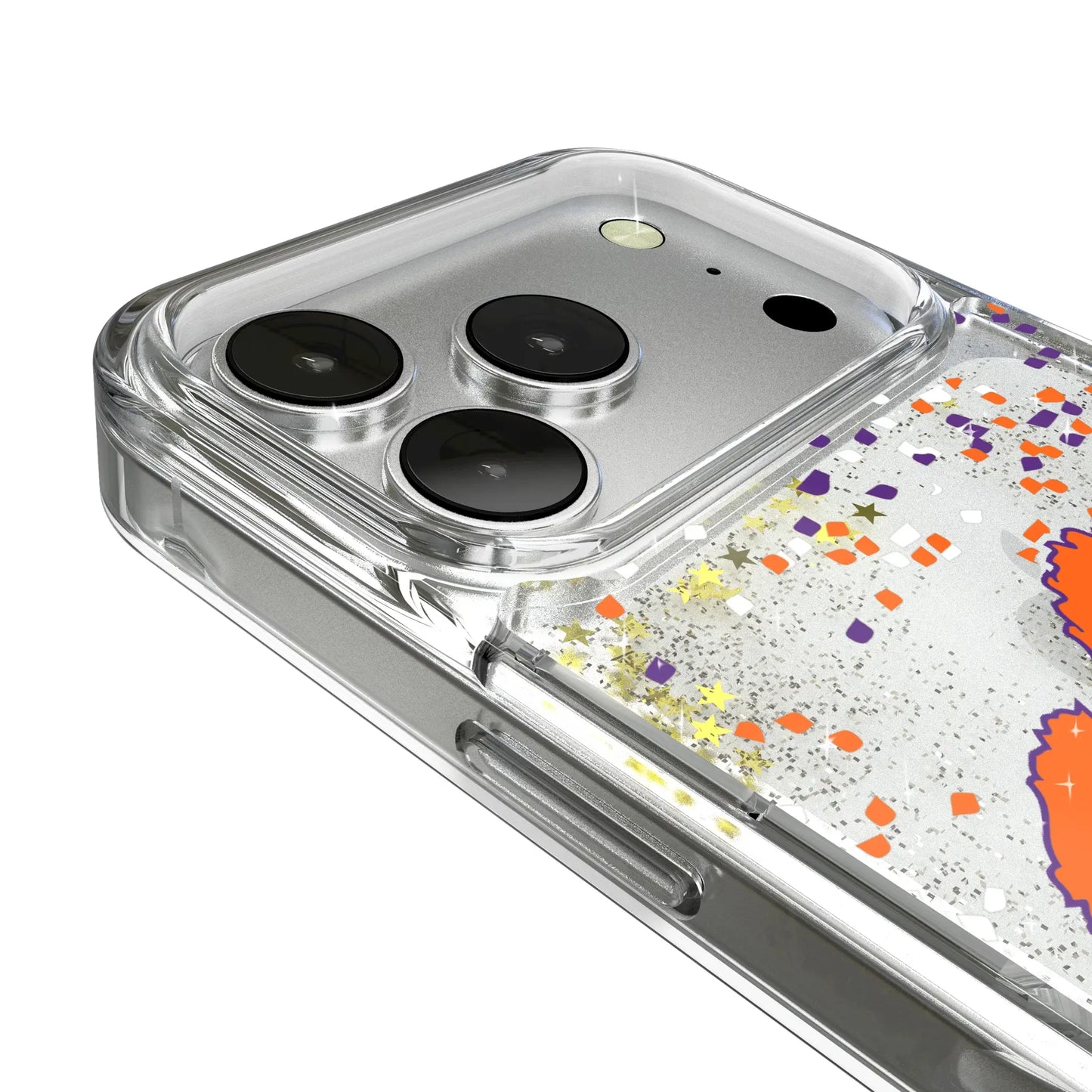 Clemson University Tigers Confetti Glitter Phone Case for Apple iPhone
