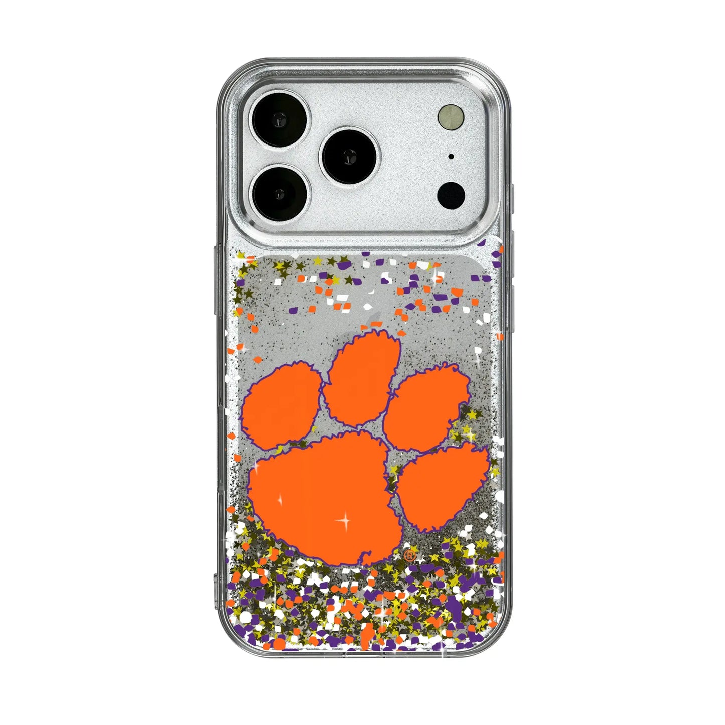 Clemson University Tigers Confetti Glitter Phone Case for Apple iPhone