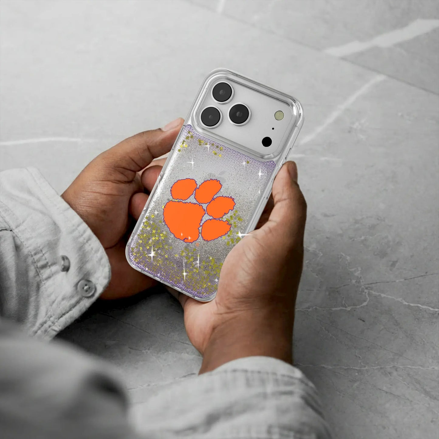 Clemson University Tigers Linen Glitter Phone Case for Apple iPhone