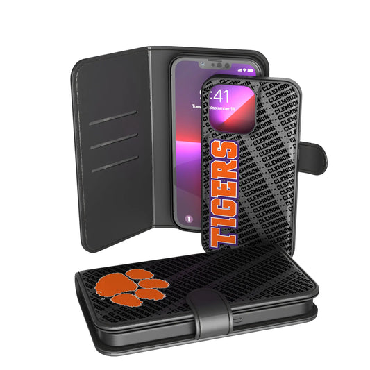 Clemson University Tigers Monocolor Tilt Wallet Phone Case for Apple iPhone