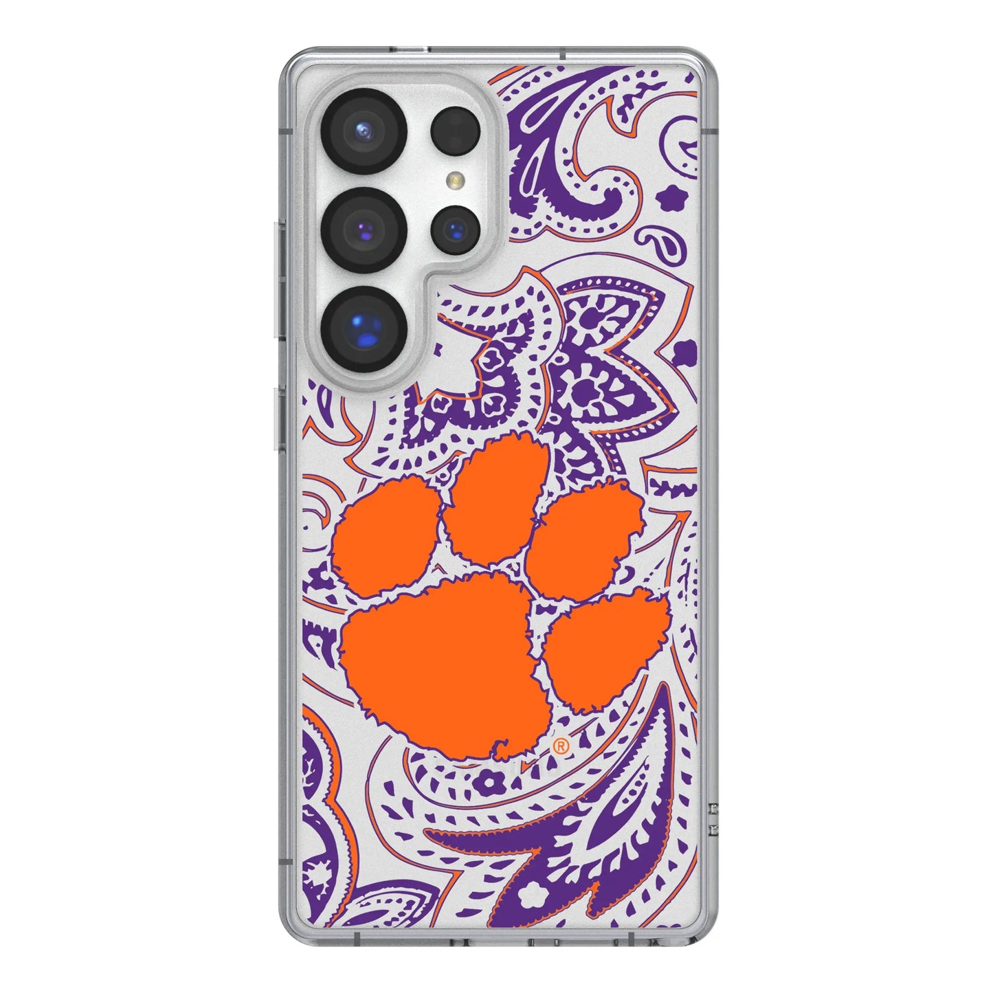 Clemson University Tigers Paisley Clear Phone Case for Samsung Galaxy
