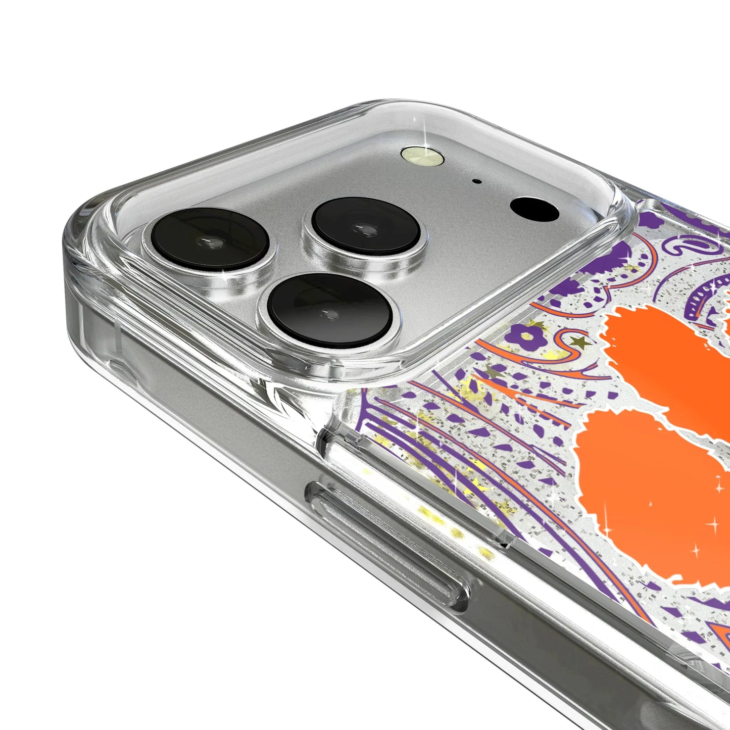 Clemson University Tigers Paisley Glitter Phone Case for Apple iPhone