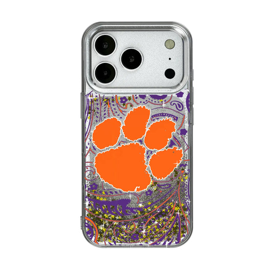 Clemson University Tigers Paisley Glitter Phone Case for Apple iPhone