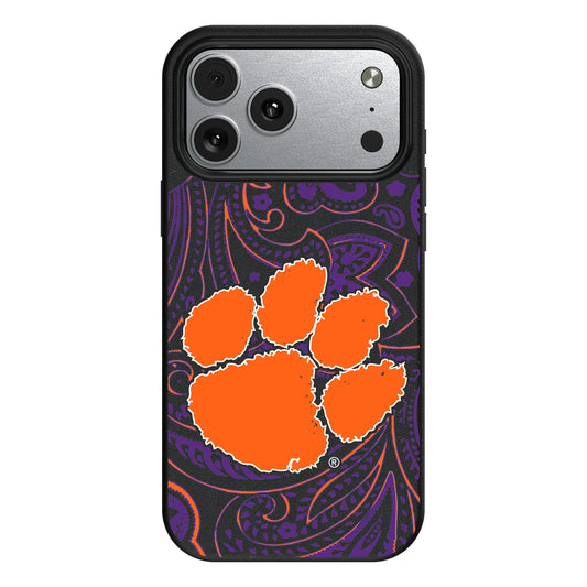 Clemson University Tigers Paisley MagSafe Compatible Phone Case for Apple iPhone