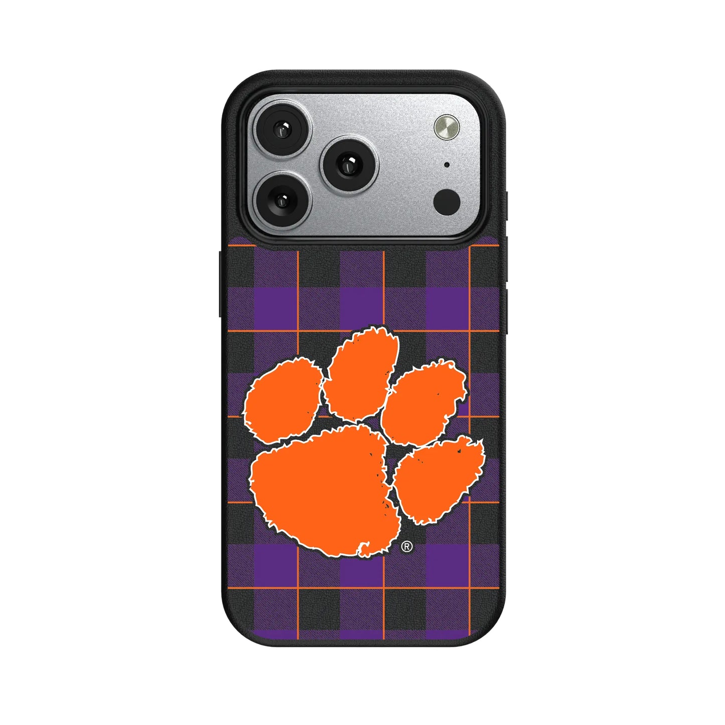 Clemson University Tigers Plaid MagSafe Compatible Phone Case for Apple iPhone