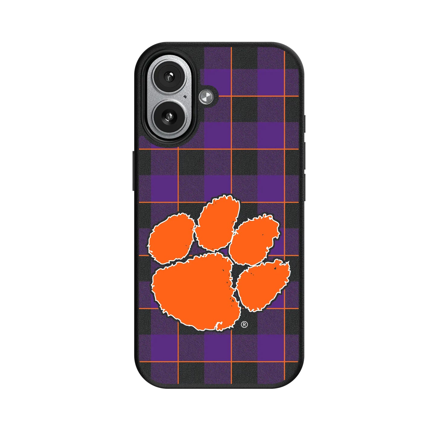 Clemson University Tigers Plaid MagSafe Compatible Phone Case for Apple iPhone