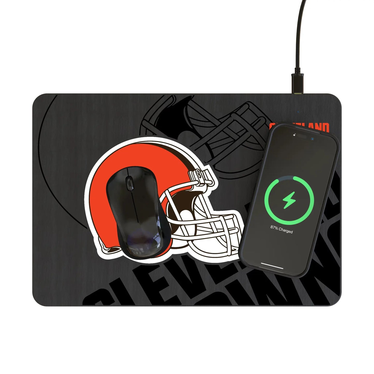 Cleveland Browns Monocolor Tilt 15-Watt Wireless Charger and Mouse Pad