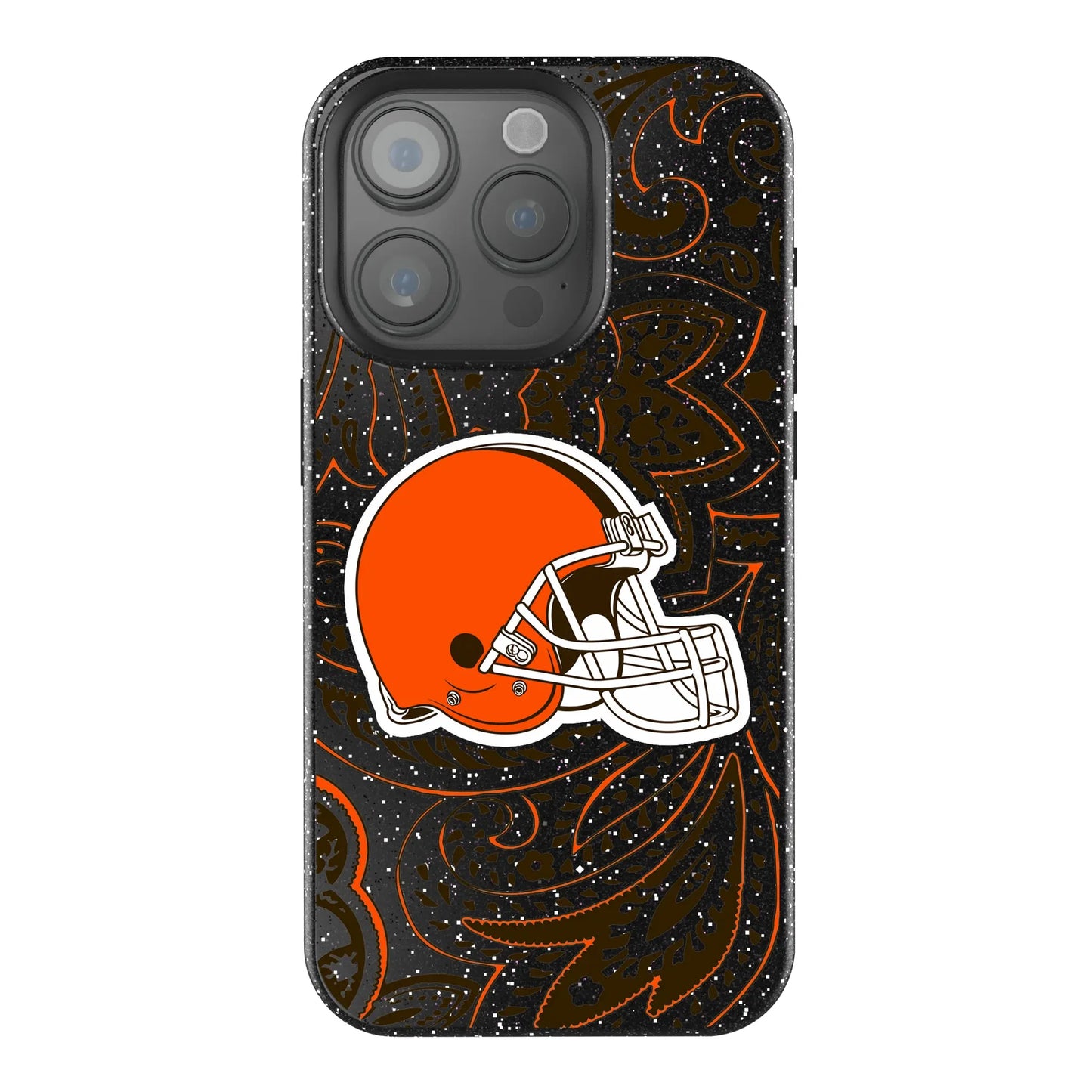 Cleveland Browns Paisley Black Bling Phone Case for Apple iPhone