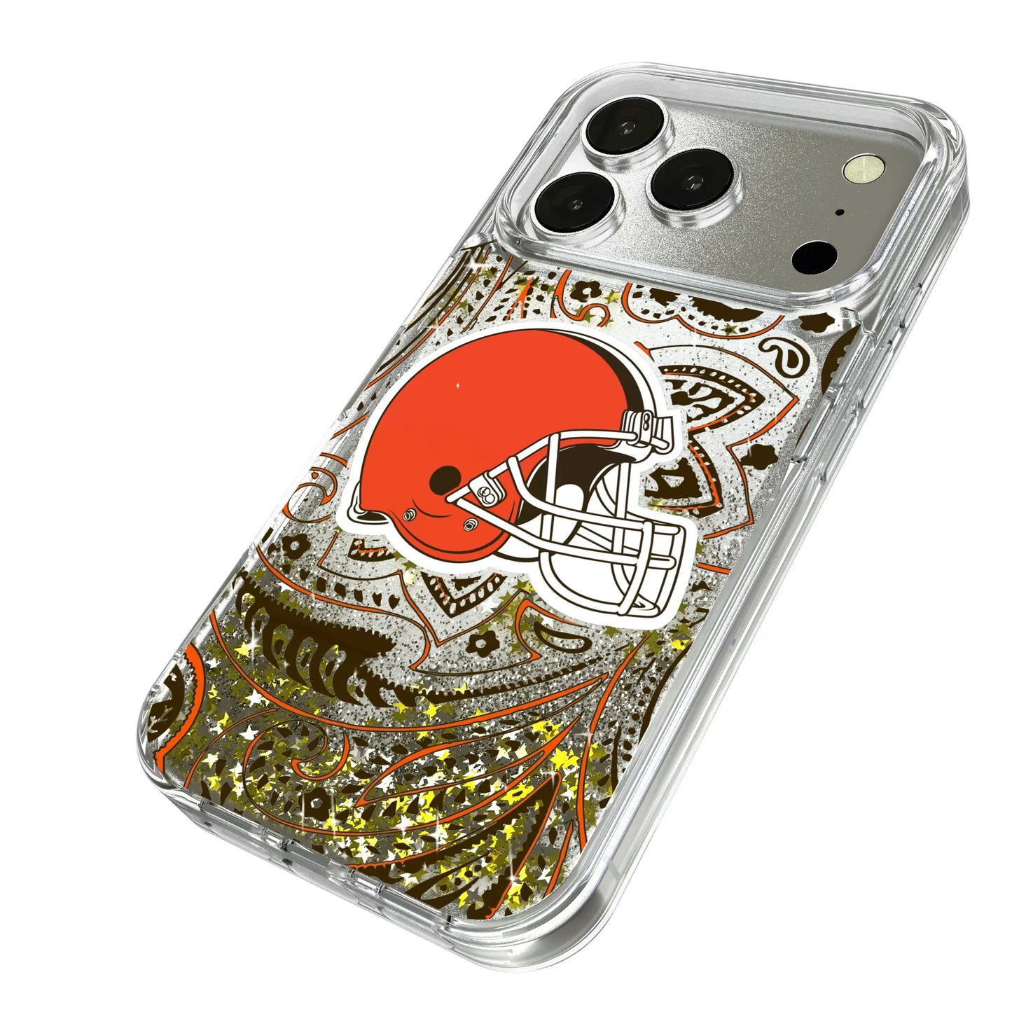 Cleveland Browns Paisley Glitter Phone Case for Apple iPhone