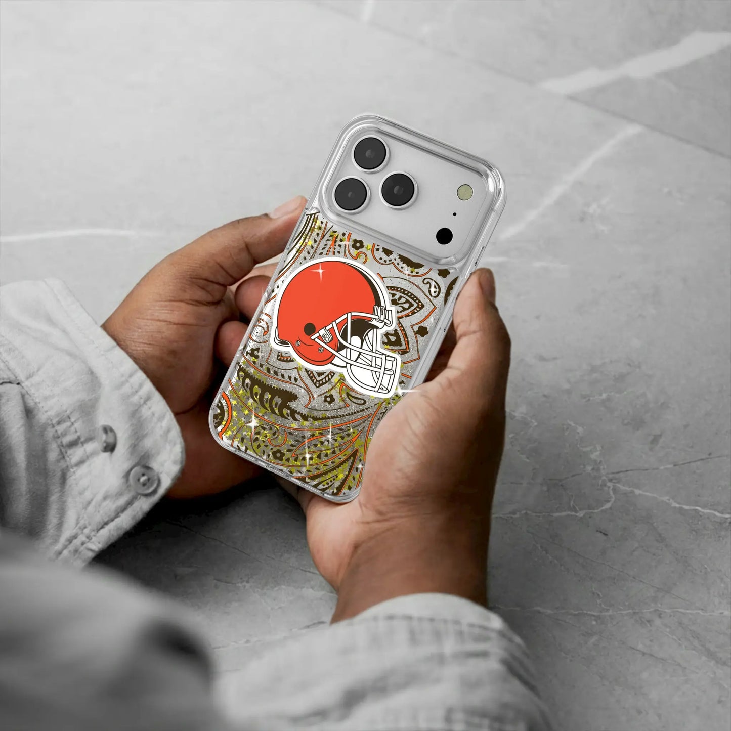 Cleveland Browns Paisley Glitter Phone Case for Apple iPhone